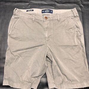 Hollister Gray Flat Front Shorts Classic Fit 9”